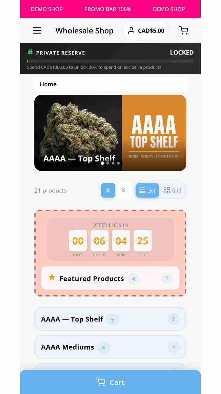 Wholesale demo screenshot 1