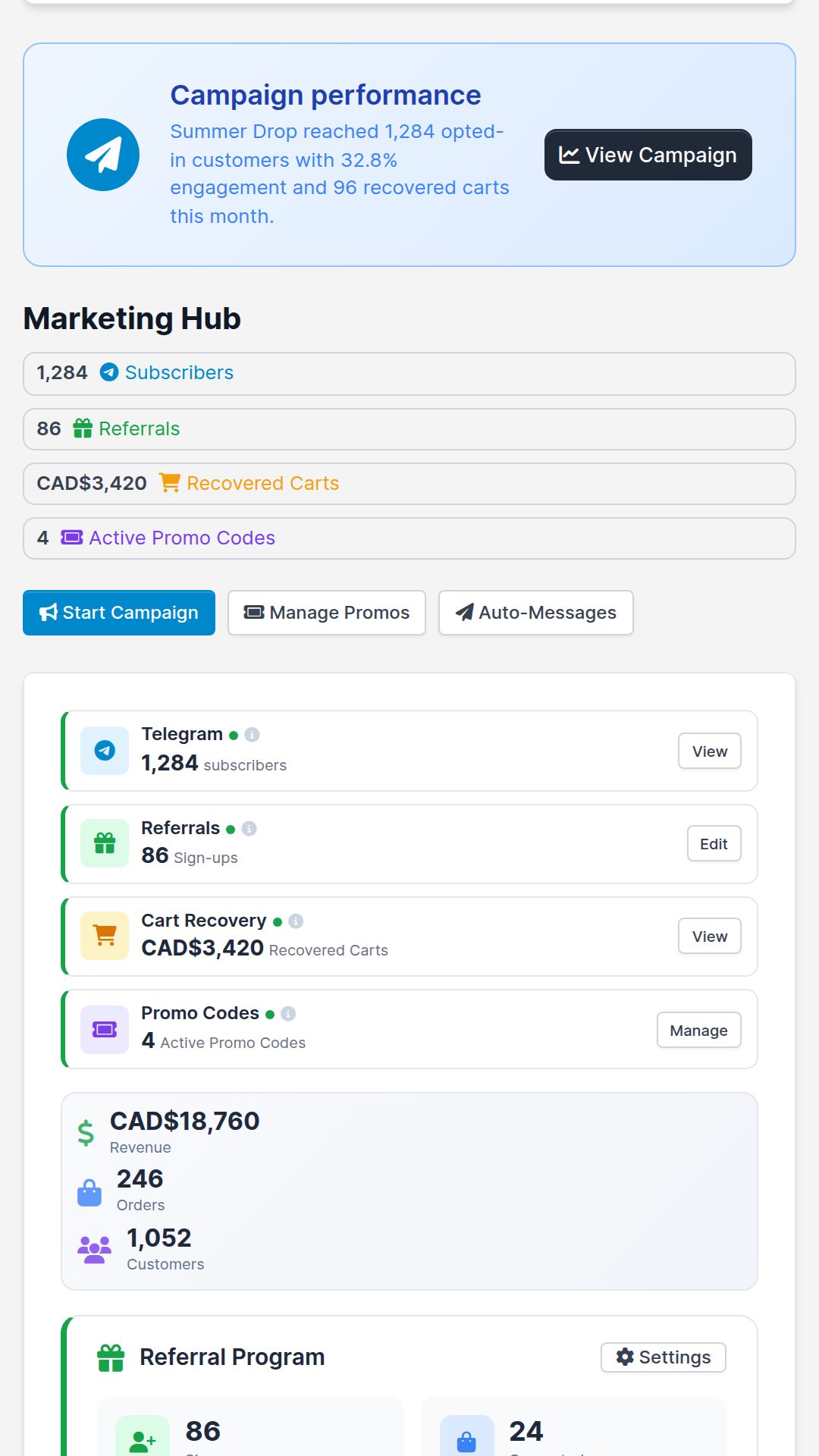 Mobile shop design and customer campaign preview