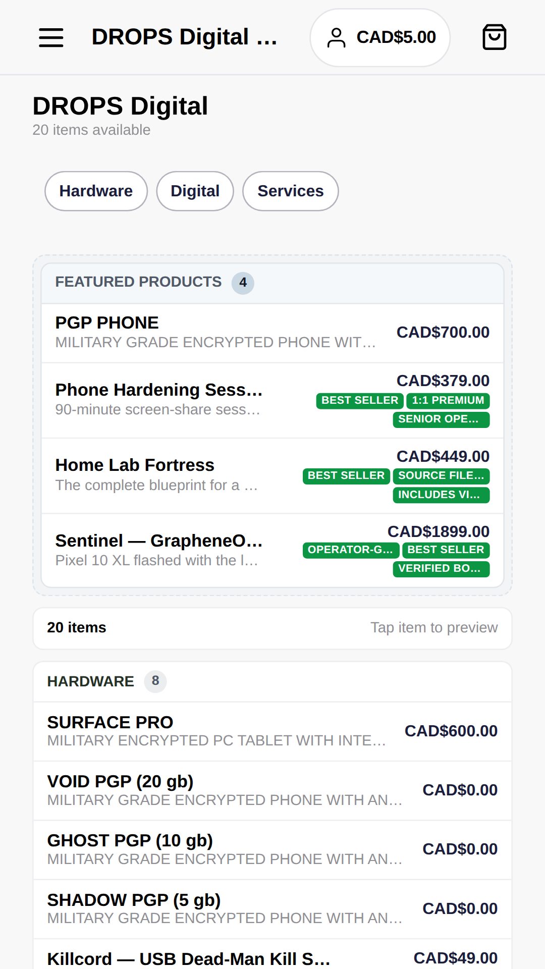 Gen Z digital demo shop on mobile
